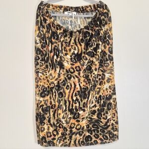 DKNY Pleated Leopard Print Dress Size XL